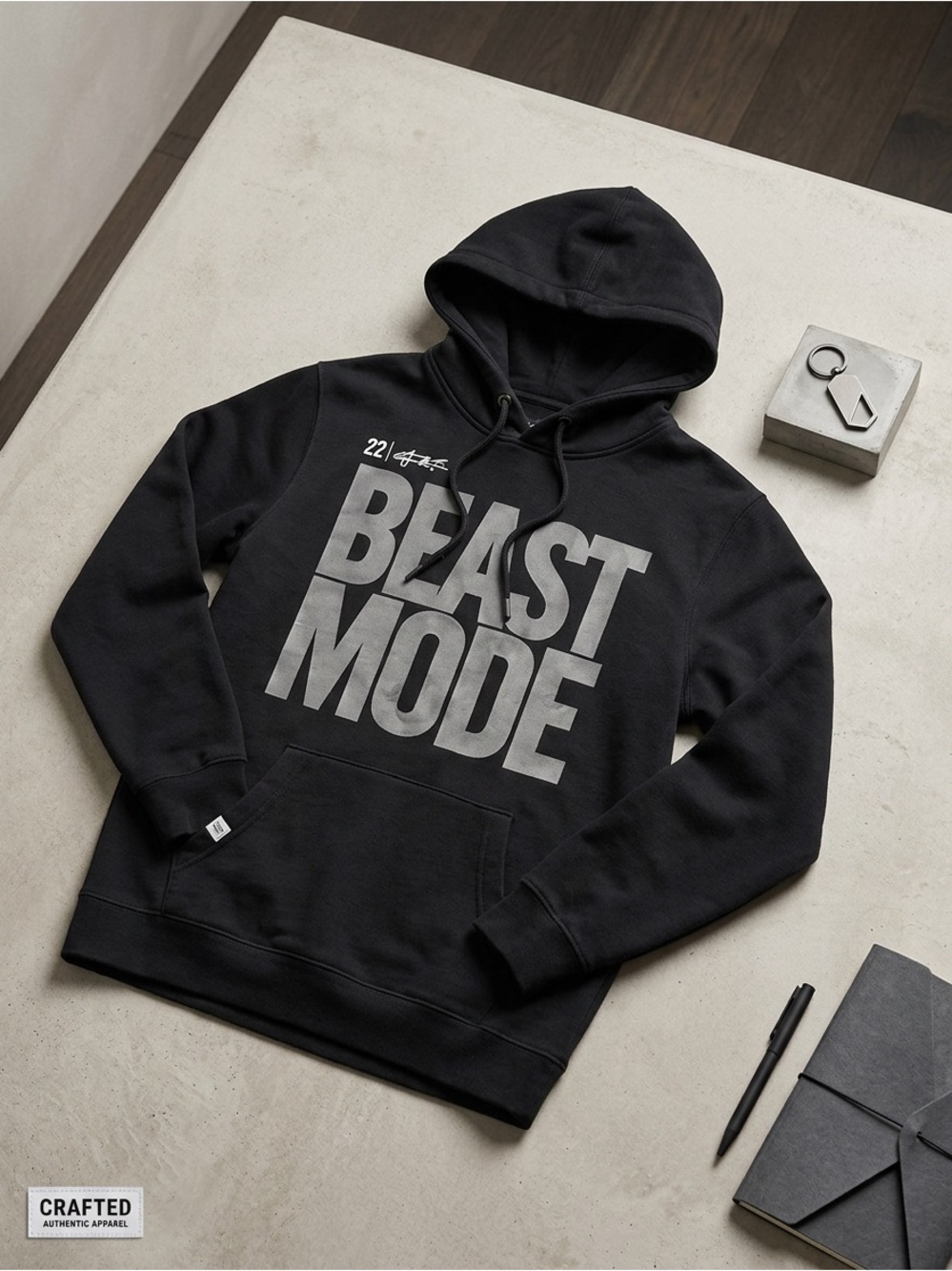 22 Fresh Beast Mode Black Graphic Pullover Hoodie Sweatshirt Men's Size Medium